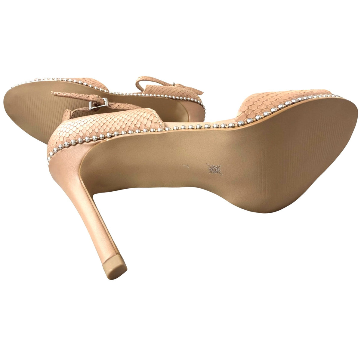 BCBGeneration Jessika Snake-Embossed Rhinestone Sandals Women's Size 7M