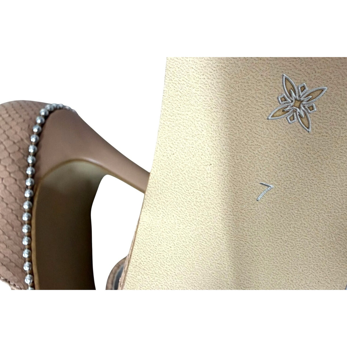 BCBGeneration Jessika Snake-Embossed Rhinestone Sandals Women's Size 7M