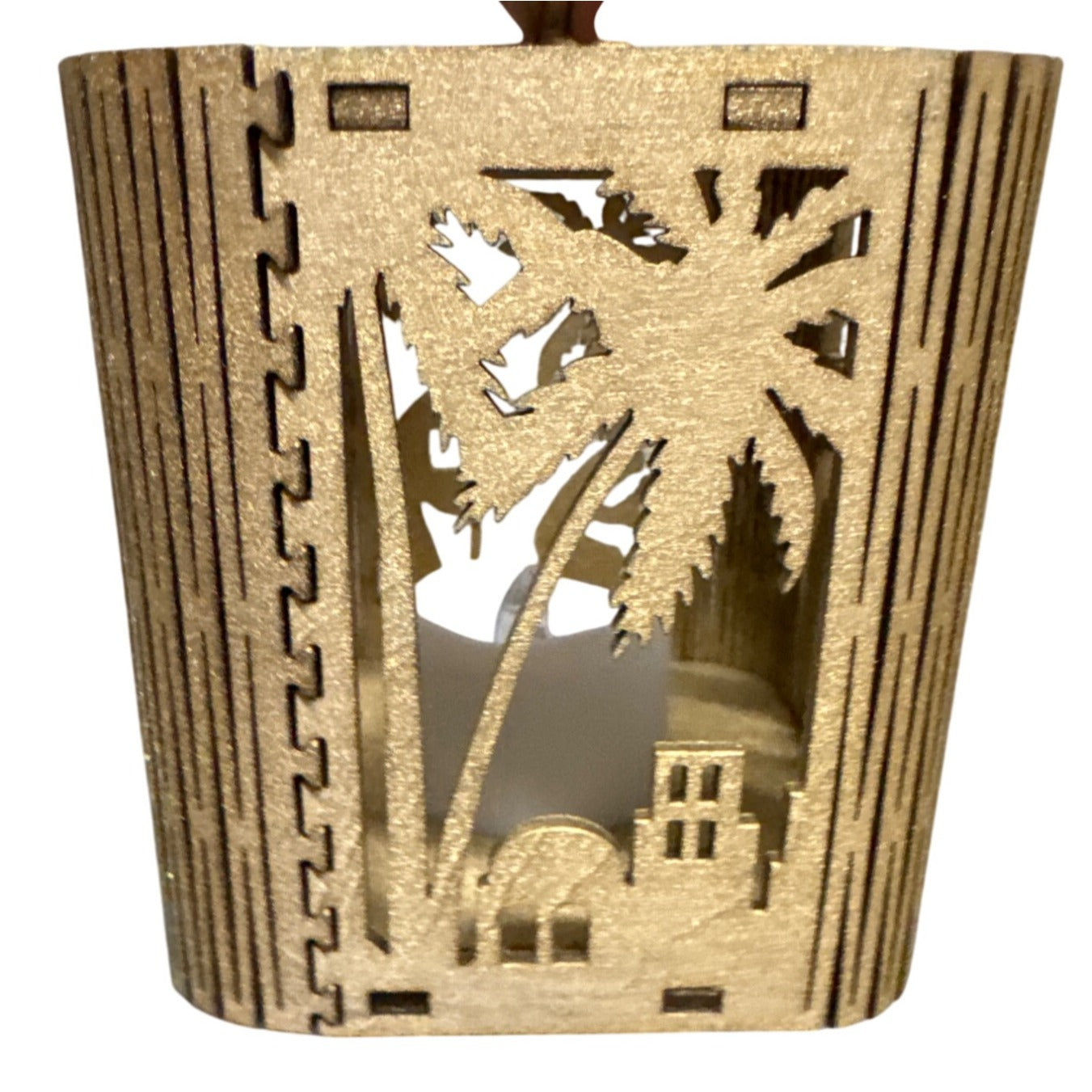Custom Gold Nativity Scene Tealight Candle Holder/Christmas Ornament