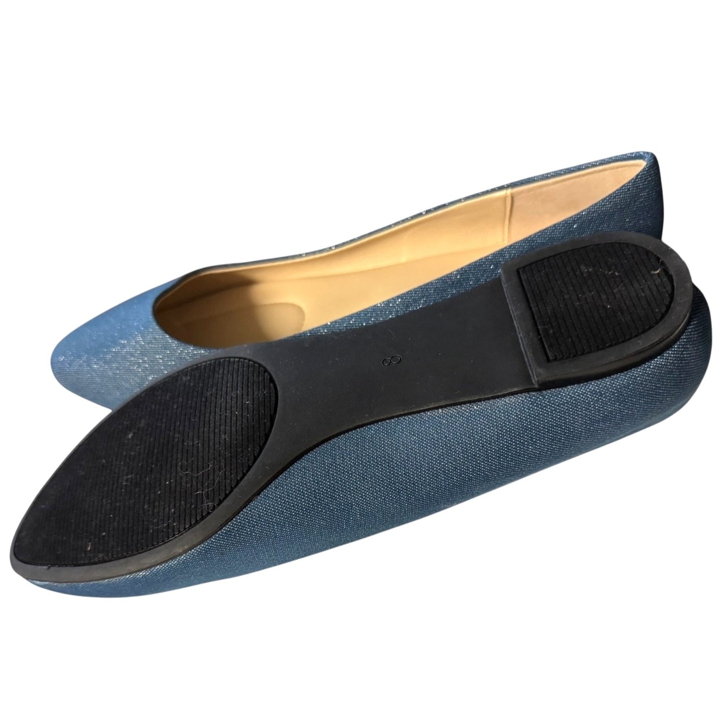 Coach & Four Women's Blue Glitter Pointed Toe Ballet Flats Size 8 NWOT