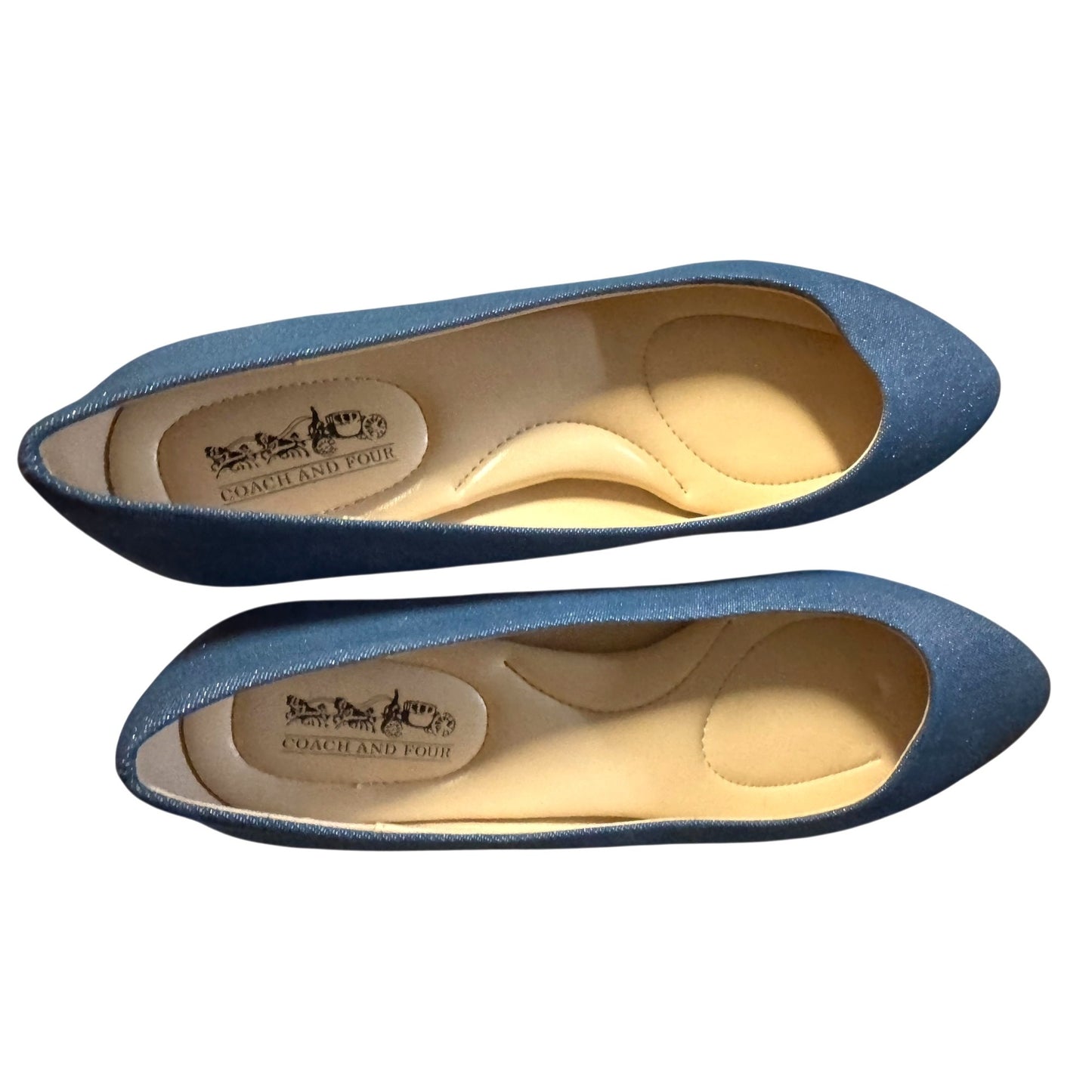 Coach & Four Women's Blue Glitter Pointed Toe Ballet Flats Size 8 NWOT