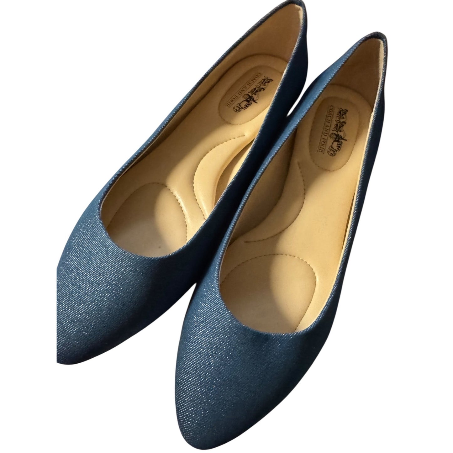 Coach & Four Women's Blue Glitter Pointed Toe Ballet Flats Size 8 NWOT