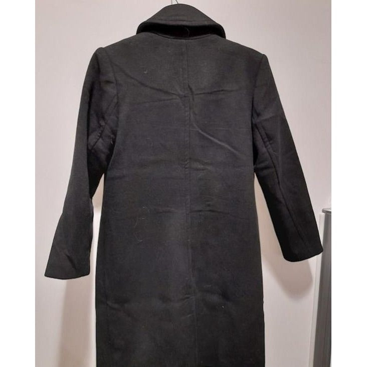 Banana Republic Womens XS Petite Black Wool Blend Timeless Topcoat Double-Breasted Mid-Length