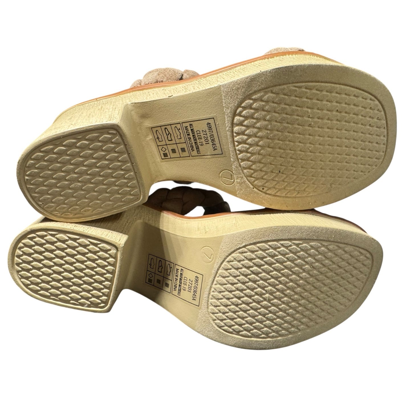 Pierre Dumas Women's Braided Strap Wedge Sandals Beige Size 7.5 NWOT