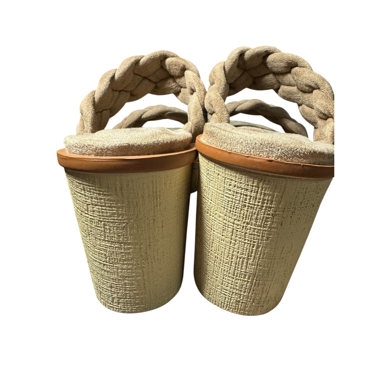 Pierre Dumas Women's Braided Strap Wedge Sandals Beige Size 7.5 NWOT