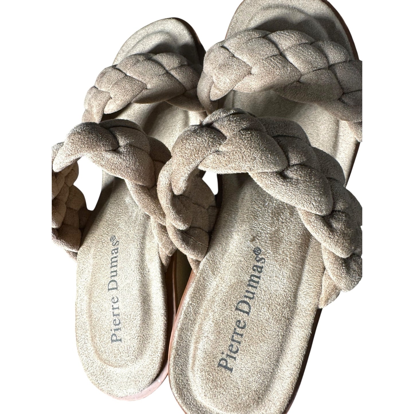 Pierre Dumas Women's Braided Strap Wedge Sandals Beige Size 7.5 NWOT