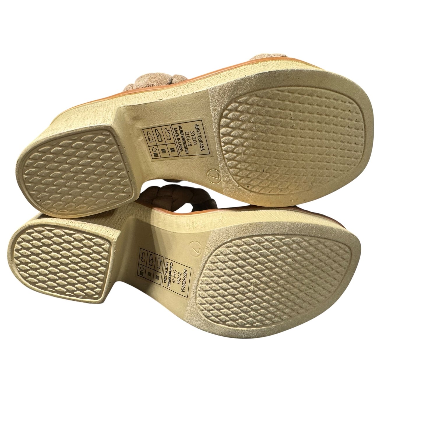 Pierre Dumas Women's Braided Strap Wedge Sandals Beige Size 7.5 NWOT