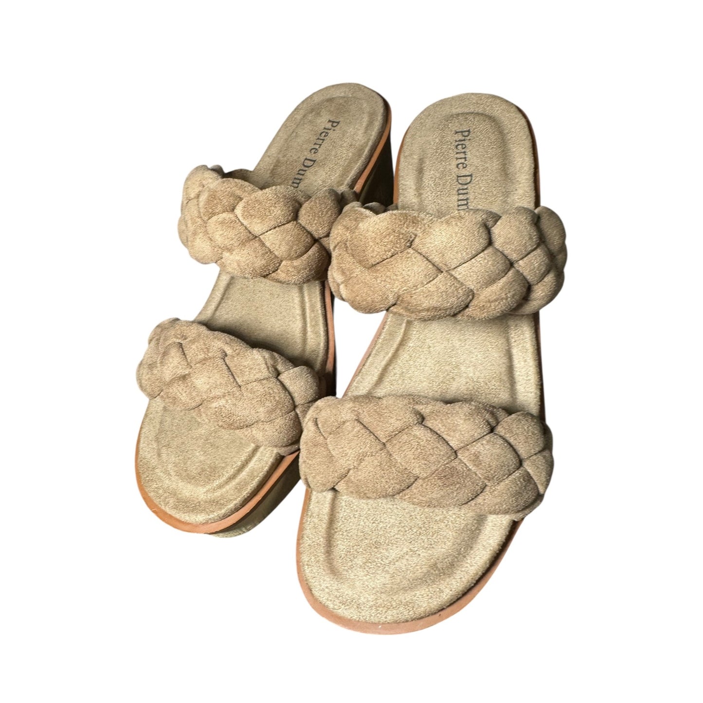 Pierre Dumas Women's Braided Strap Wedge Sandals Beige Size 7.5 NWOT