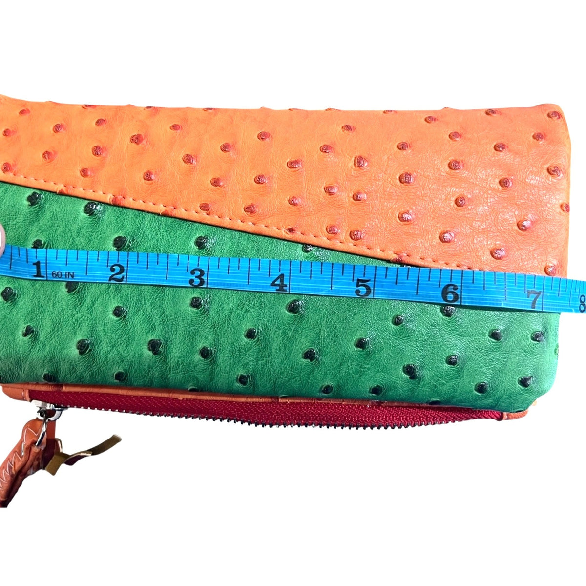Rustic Couture Orange shoulder Bag with Matching Wallet Ostrich Embossed