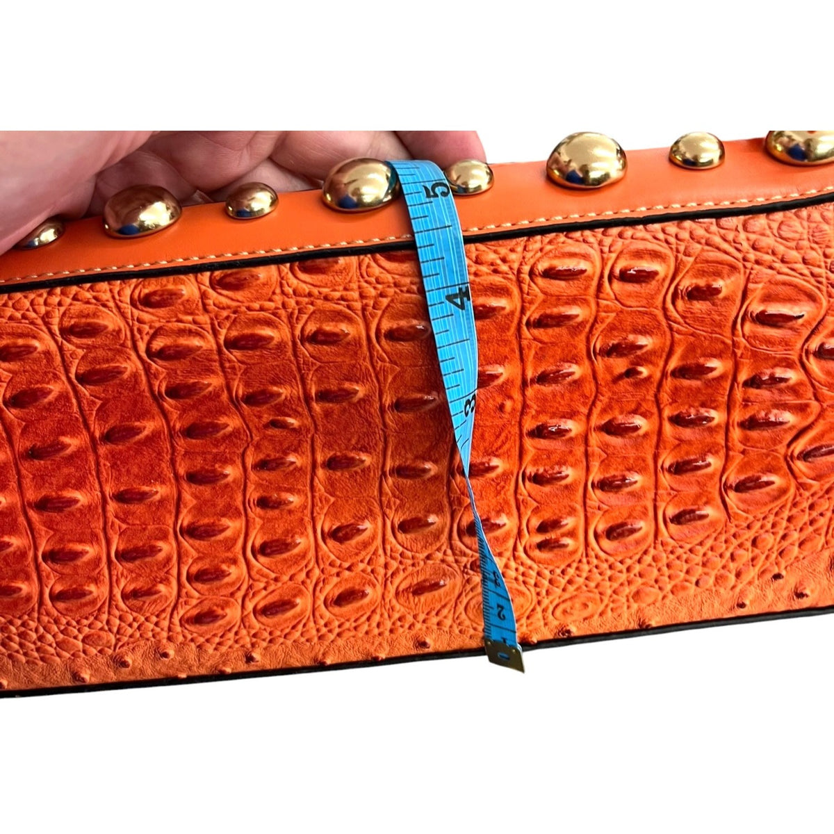 Rustic Couture Orange shoulder Bag with Matching Wallet Ostrich Embossed