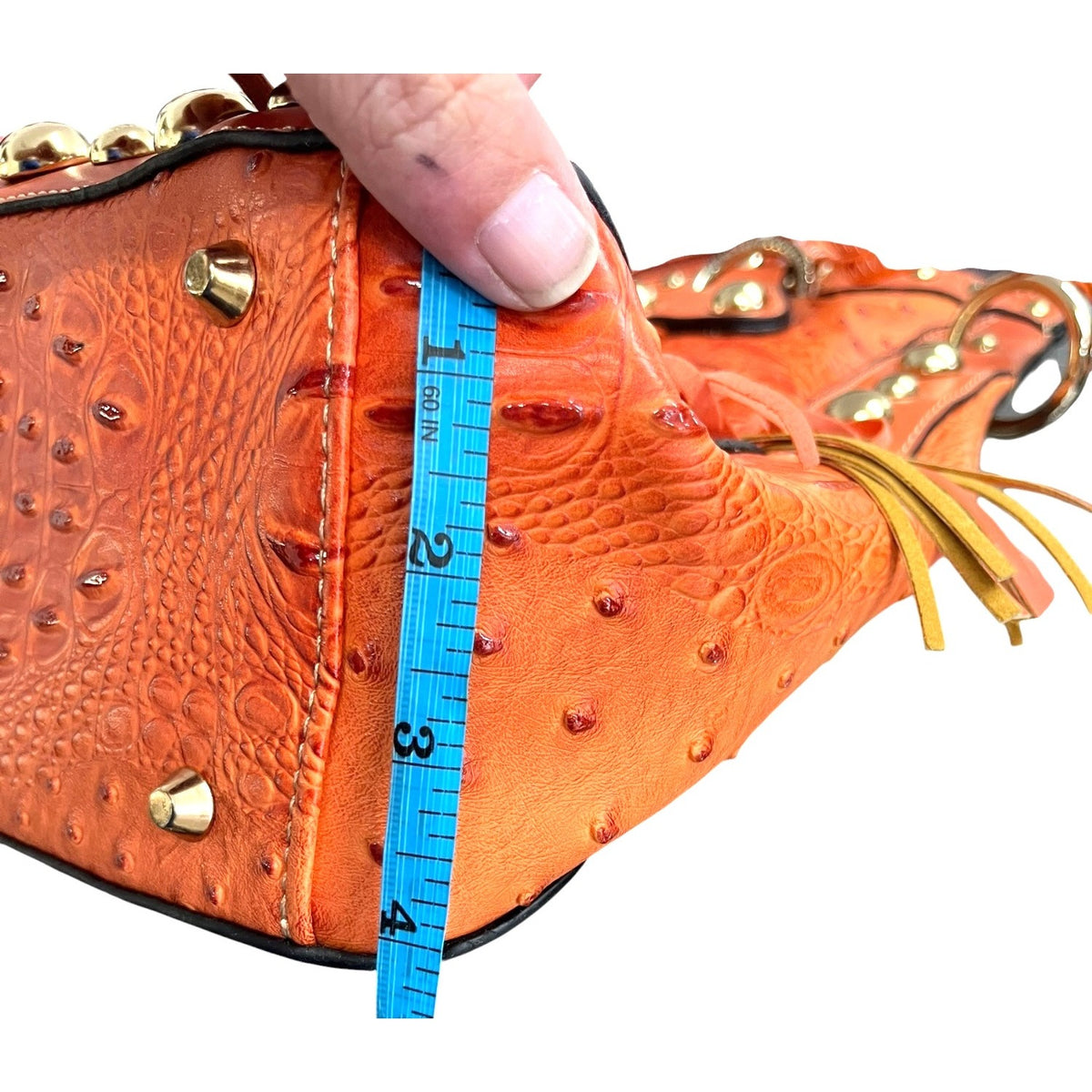 Rustic Couture Orange shoulder Bag with Matching Wallet Ostrich Embossed