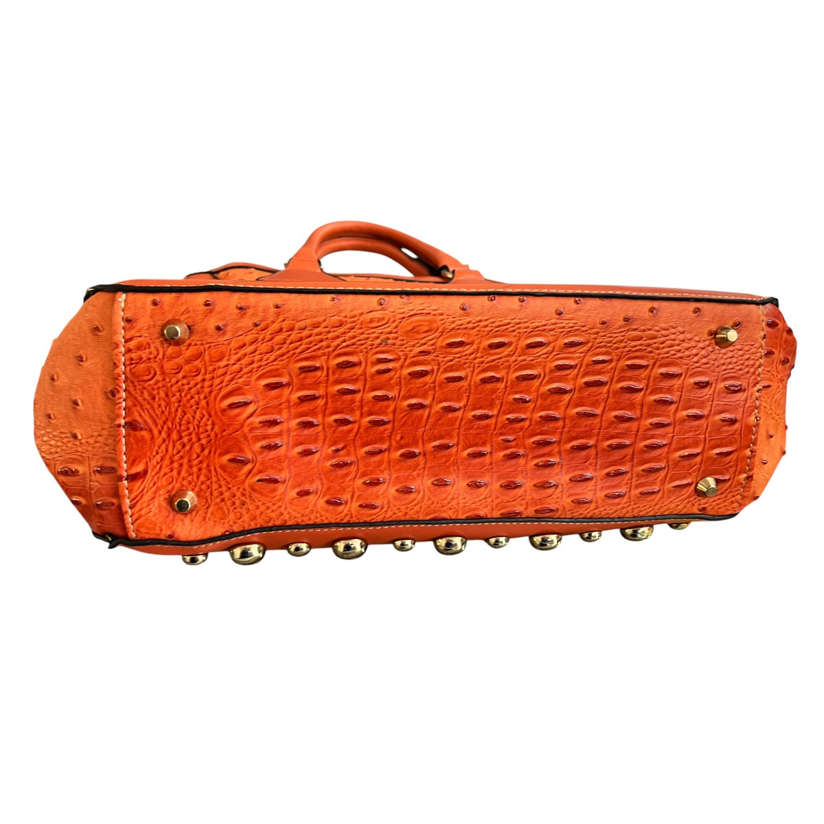Rustic Couture Orange shoulder Bag with Matching Wallet Ostrich Embossed