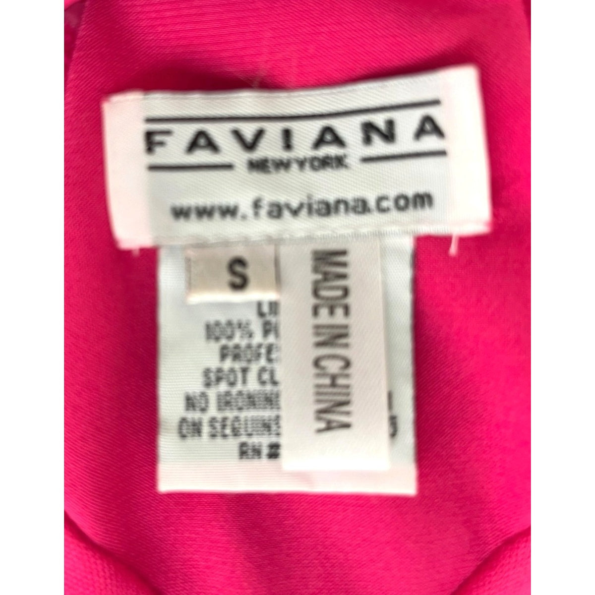 Faviana Pink Beaded V-Neck Formal Gown Evening Dress Size S