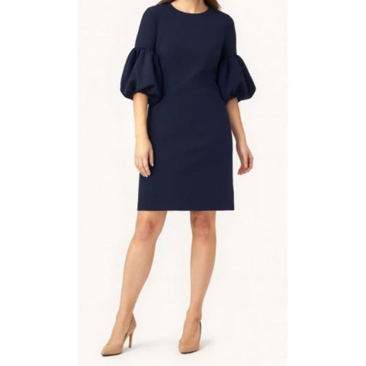 Women's Calvin Klein Navy Puff-Sleeve Sheath Dress 22W