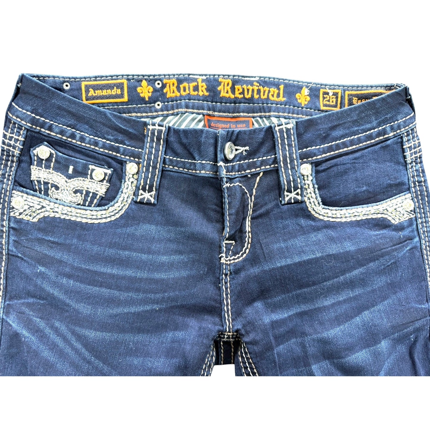 Rock Revival Amanda Easy Bootcut Jeans Dark Wash Size 26