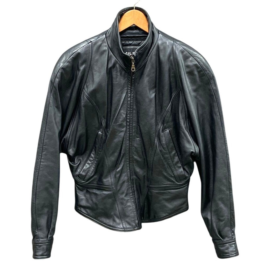 Wilsons Black Leather Jacket With Thinsulate Ultra Insulation Quilted Lining & Zip Closure Size S
