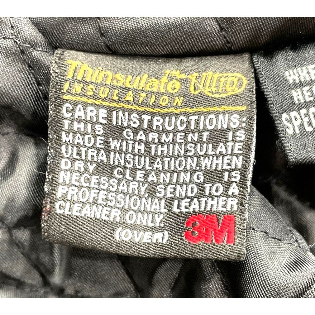 Wilsons Black Leather Jacket With Thinsulate Ultra Insulation Quilted Lining & Zip Closure Size S