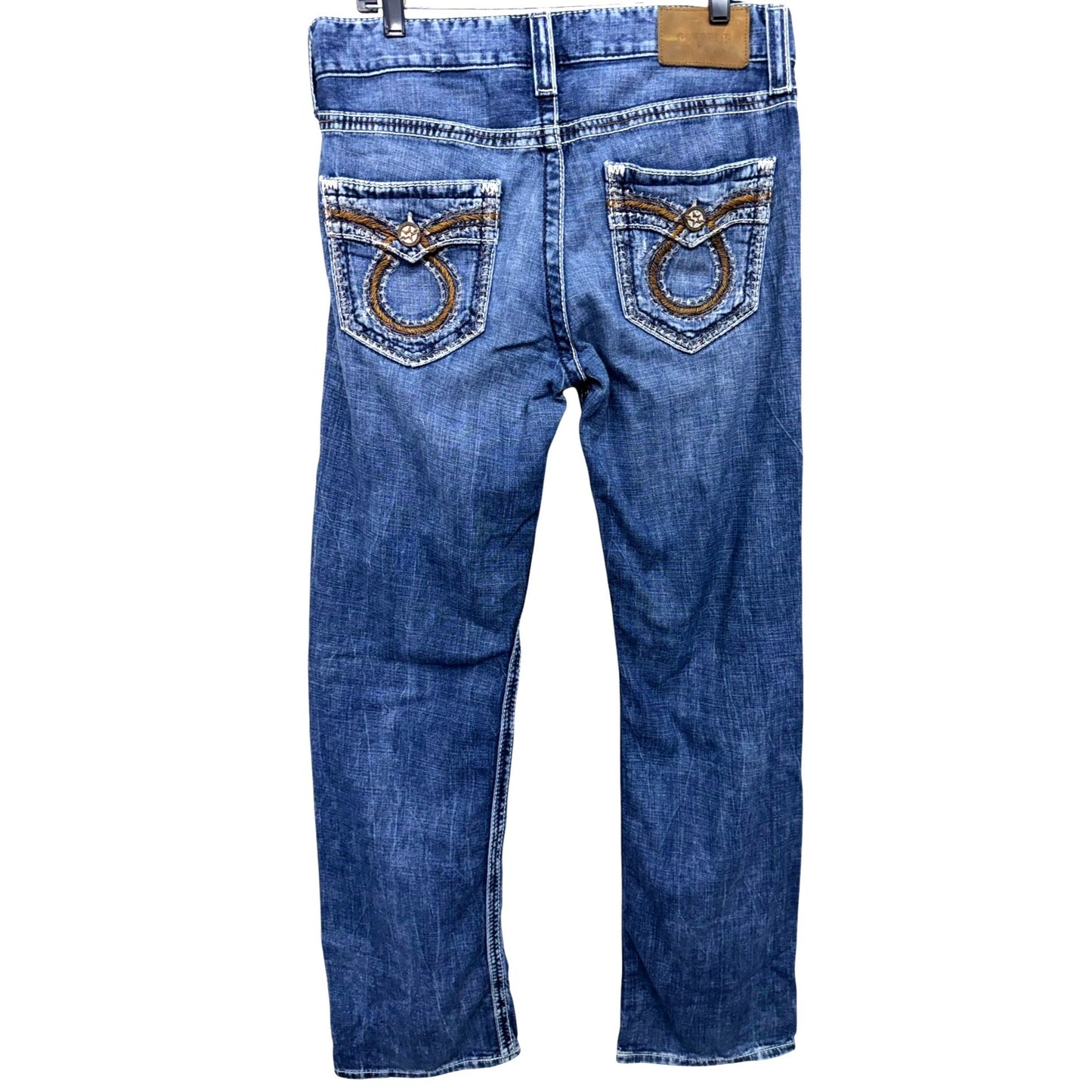 Big Star Pioneer Bootcut Jeans Blue Denim With Embroidered Pockets Men's 33L