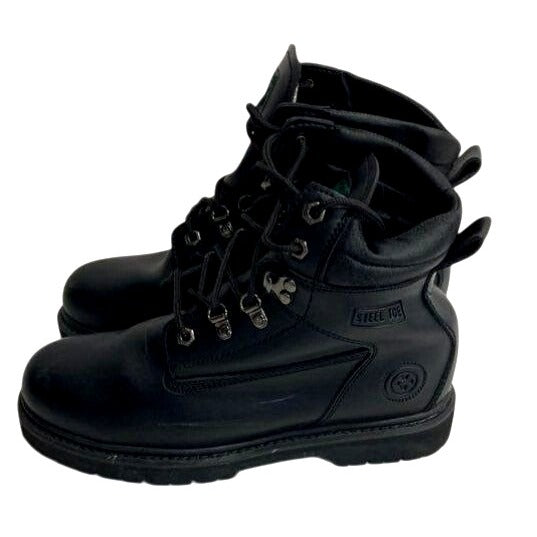 Wrangler Steel Toe Black Work Boots 9.5