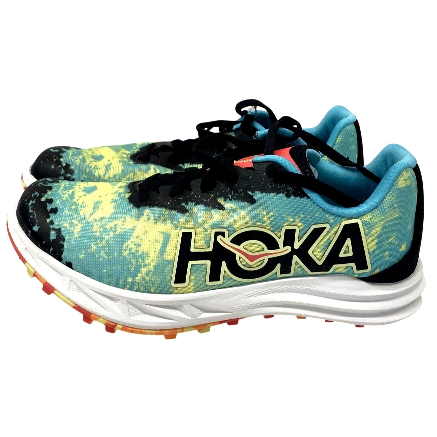 Hoka One Running Shoes Women's SZ 11.5 Vibrant Yellow Blue Spiked Sole Cleats