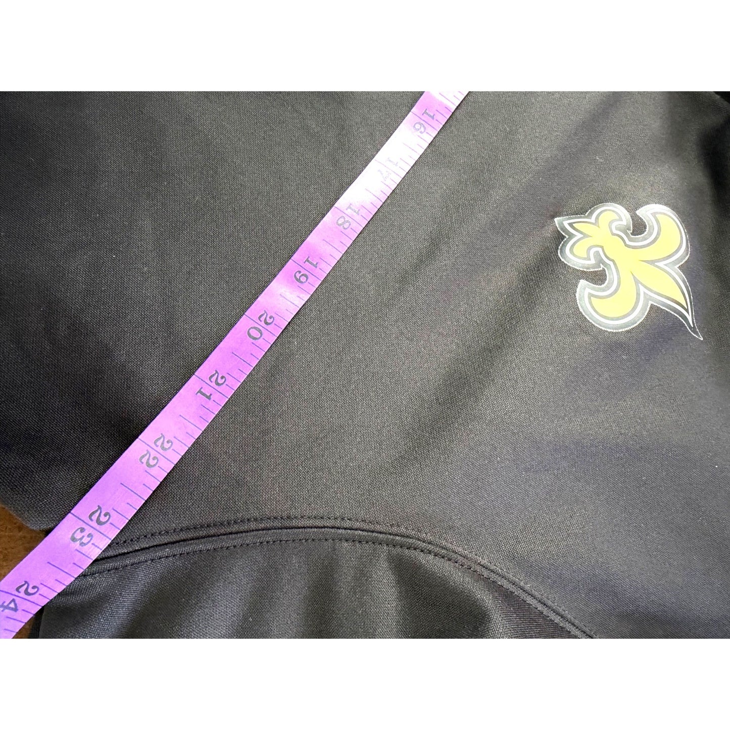 Fennec Mens Charcoal Quarter-Zip Pullover With Yellow Fleur-De-Lis Patch