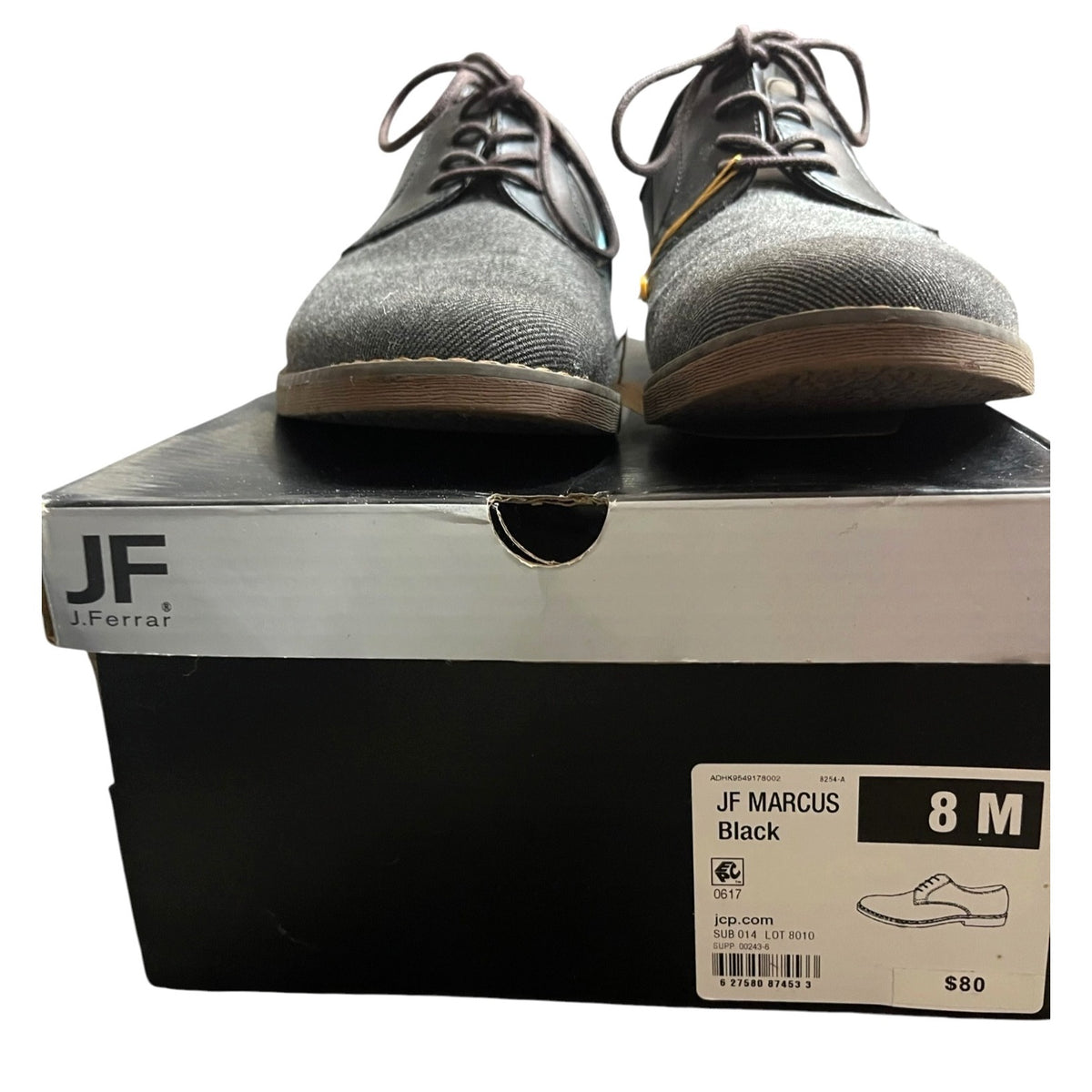 JF J. Ferrar Marcus Black Lace-Up Oxford Shoes Size 8M NWB