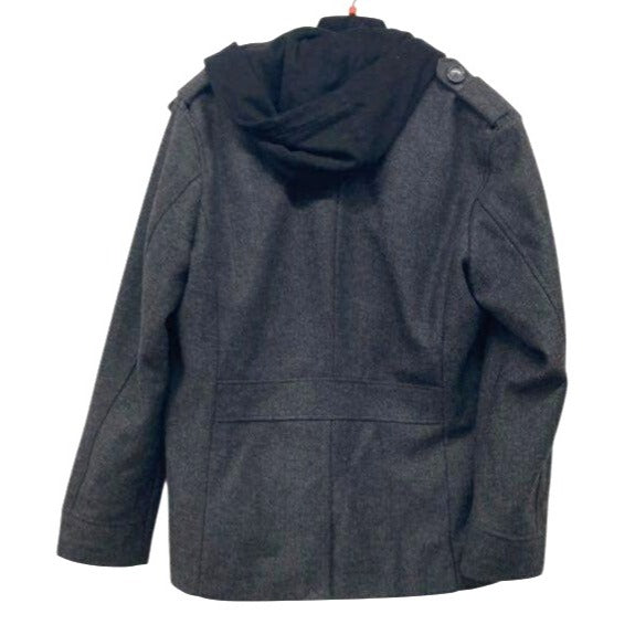 Express Mens Gray Peacoat With Removable Hood L