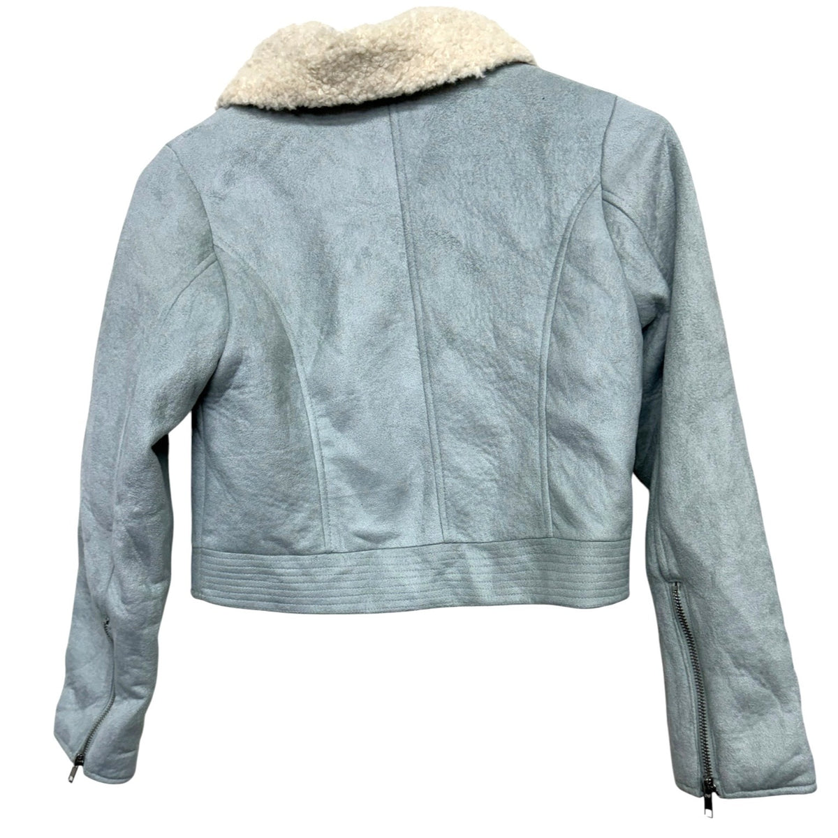 GB Girls Faux Suede Jacket With Removable Sherpa Collar Light Blue Size L
