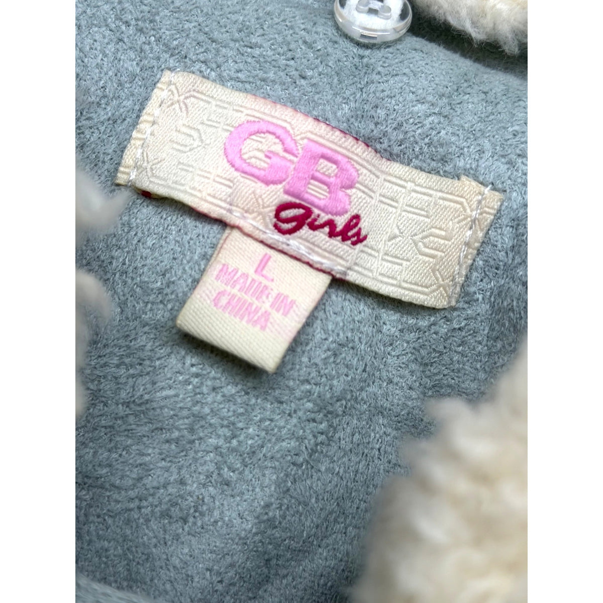 GB Girls Faux Suede Jacket With Removable Sherpa Collar Light Blue Size L