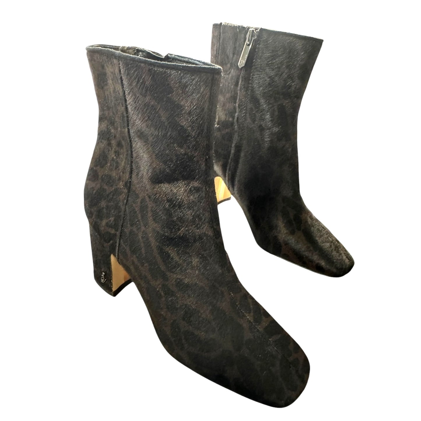 Sam Edelman Leopard Print Calf Hair Ankle Boots Size 6 NWOT