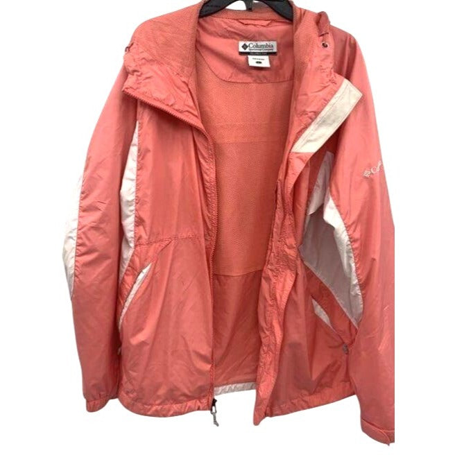 Columbia Women's Coral & White Hooded Lightweight Jacket Size L