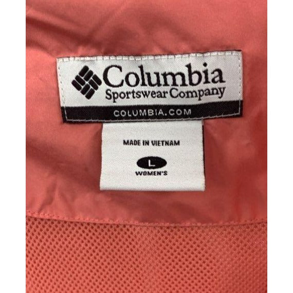 Columbia Women's Coral & White Hooded Lightweight Jacket Size L