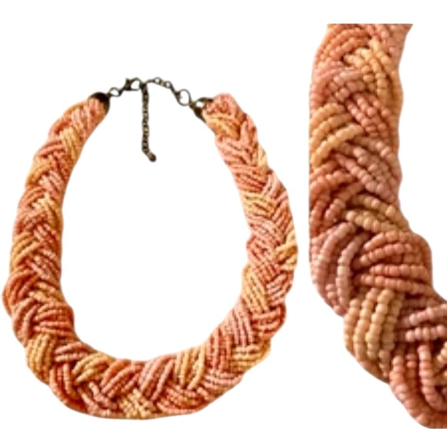 Pink Coral Multi-Strand Bead Necklace