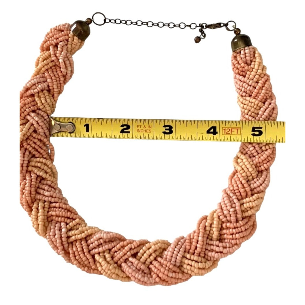 Pink Coral Multi-Strand Bead Necklace