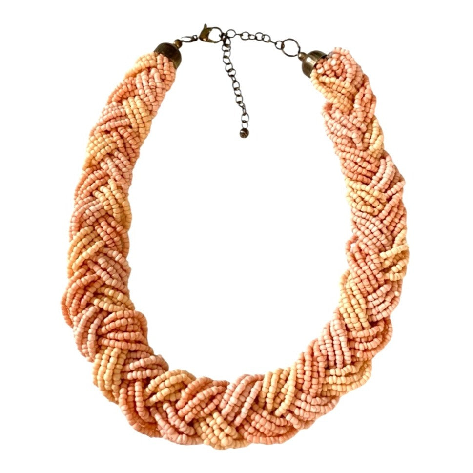 Pink Coral Multi-Strand Bead Necklace