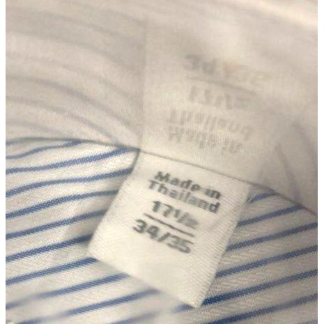Calvin Klein Mens Blue & White Striped Button-Down Shirt Size 17.5 39/35 Cotton Blend NWT