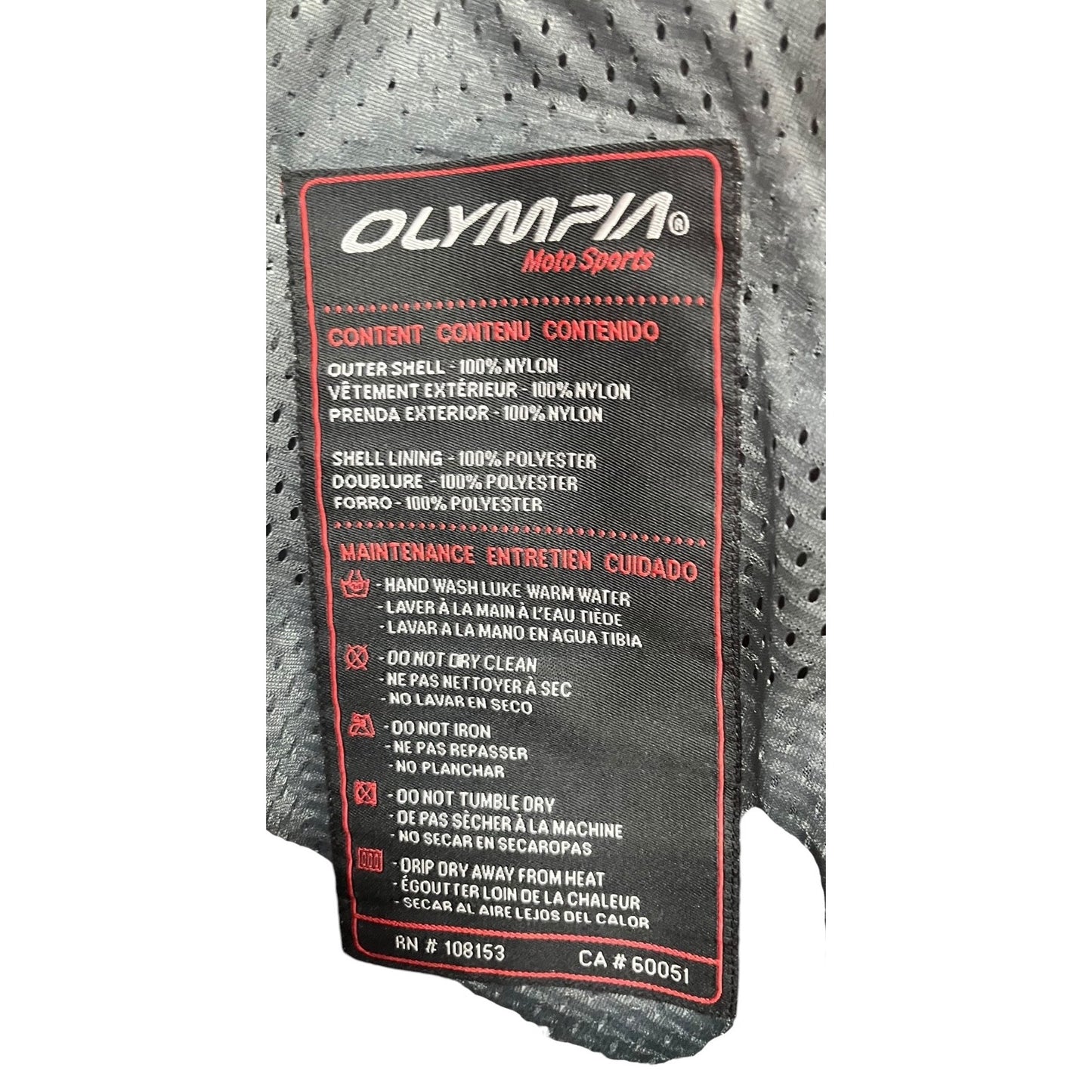 Olympia Moto Sports Mens Black Cordura Motorcycle Pants Size 34 With Reflective Trim