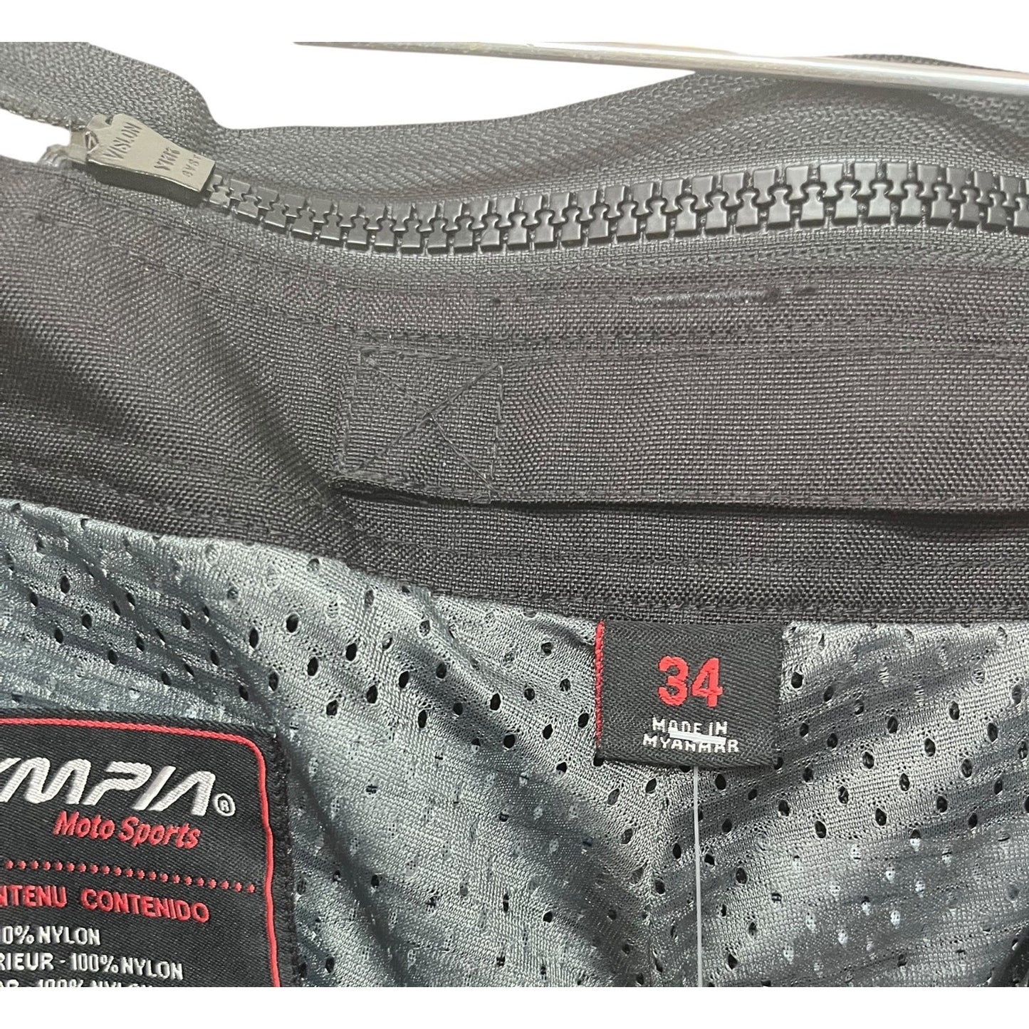 Olympia Moto Sports Mens Black Cordura Motorcycle Pants Size 34 With Reflective Trim