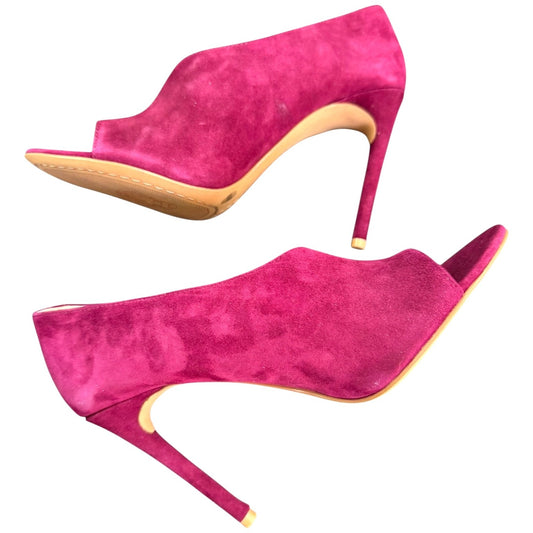Vince Camuto Ribbon Red Suede Open Toe Heels Size 8M New In Box