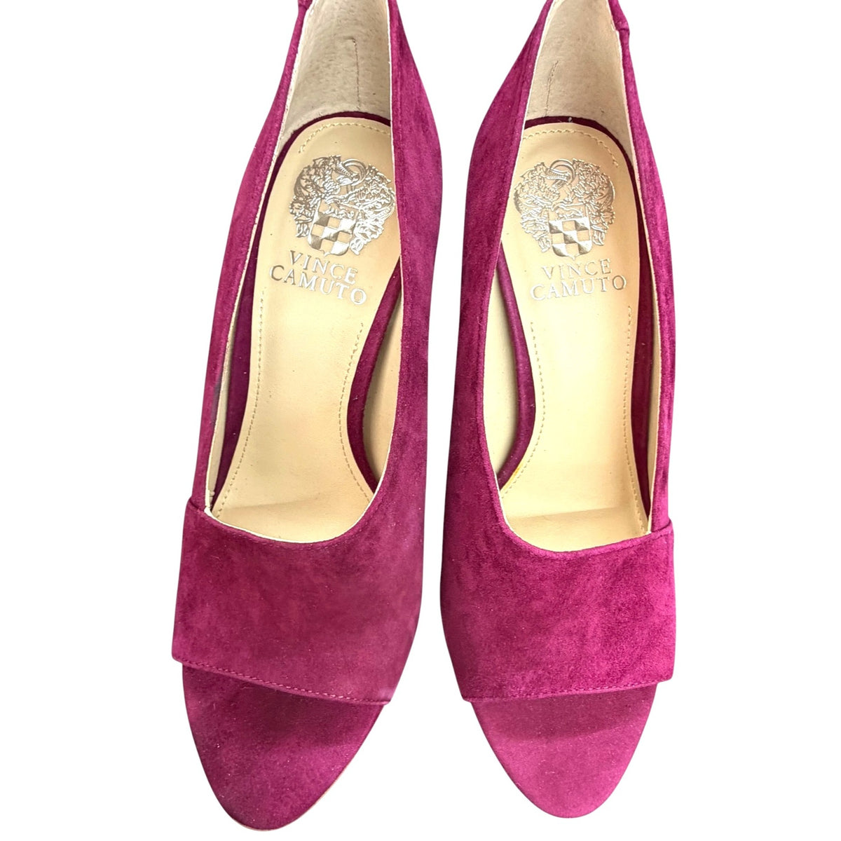 Vince Camuto Ribbon Red Suede Open Toe Heels Size 8M New In Box