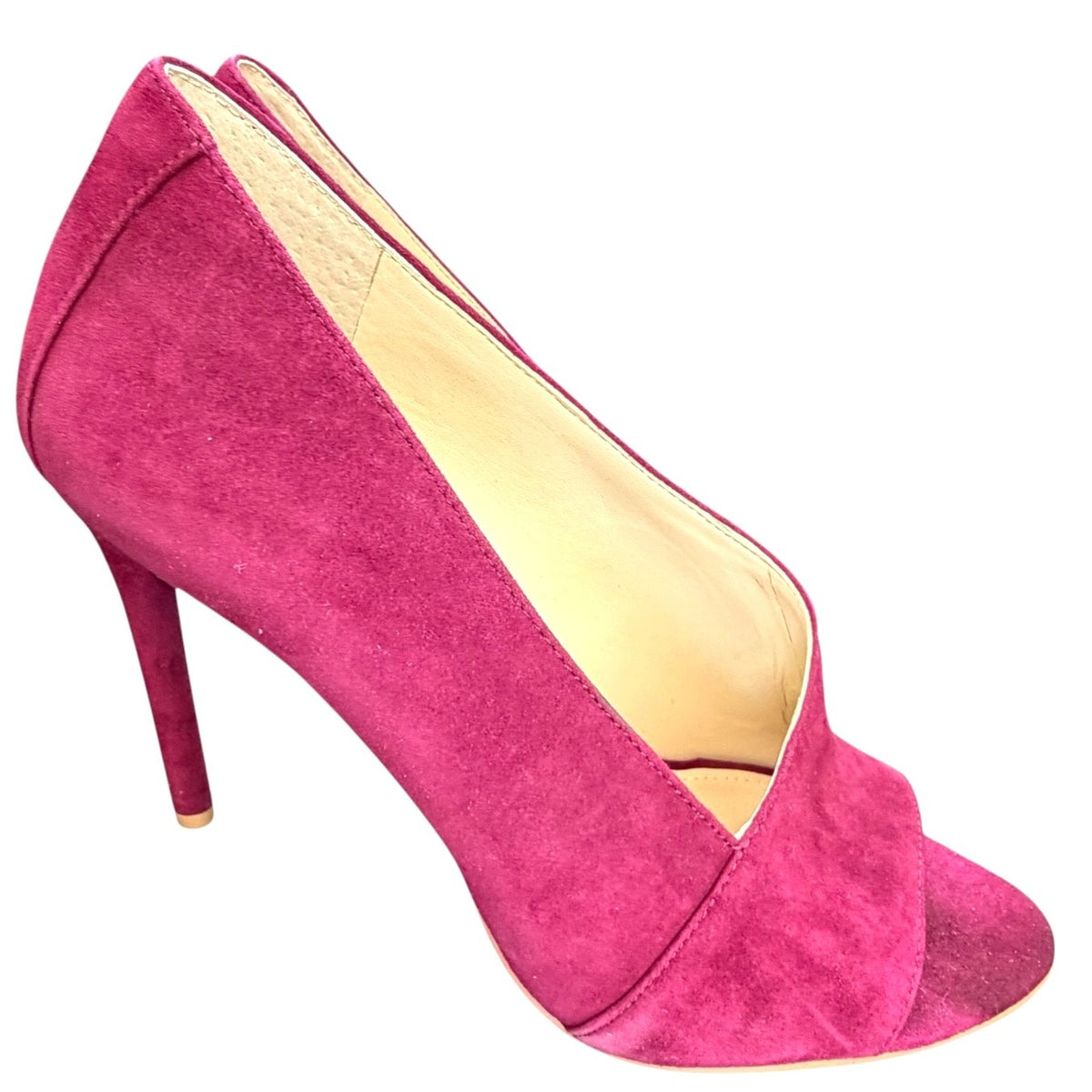 Vince Camuto Ribbon Red Suede Open Toe Heels Size 8M New In Box