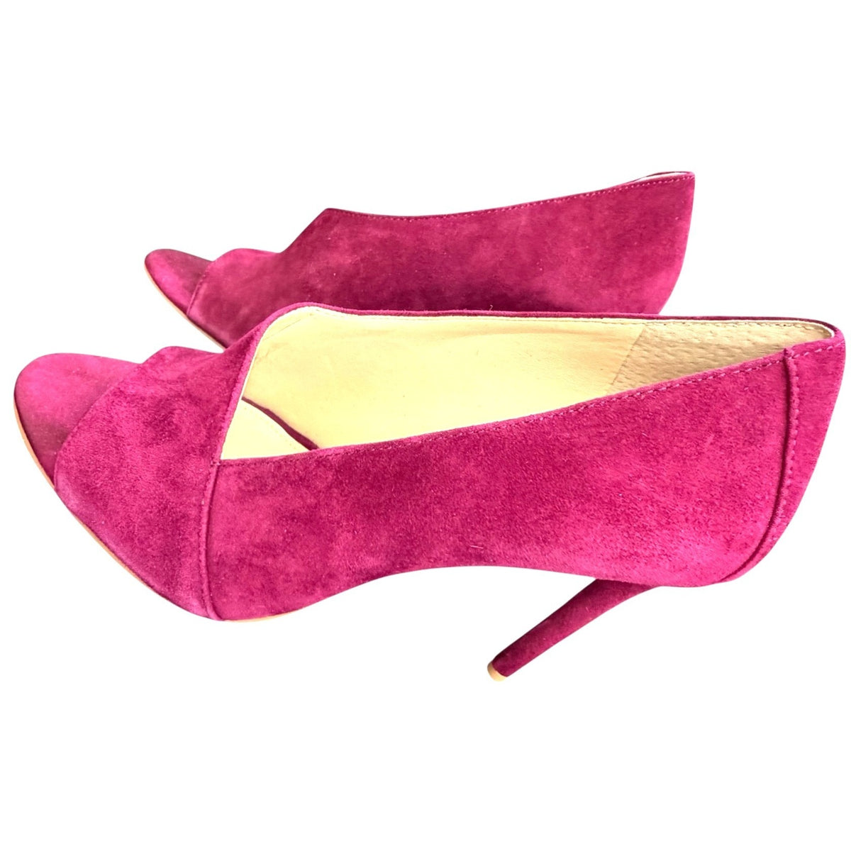 Vince Camuto Ribbon Red Suede Open Toe Heels Size 8M New In Box