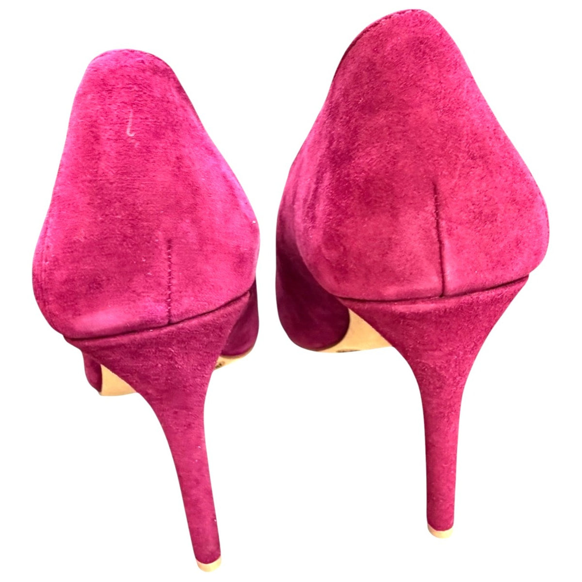 Vince Camuto Ribbon Red Suede Open Toe Heels Size 8M New In Box