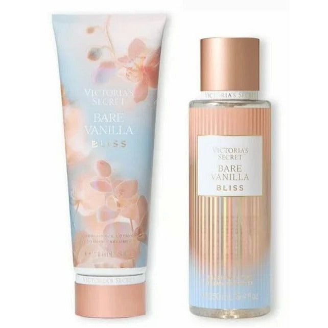 Victoria's Secret Bare Vanilla Bliss Body Lotion & Mist Set 8.4 Fl Oz Each NEW