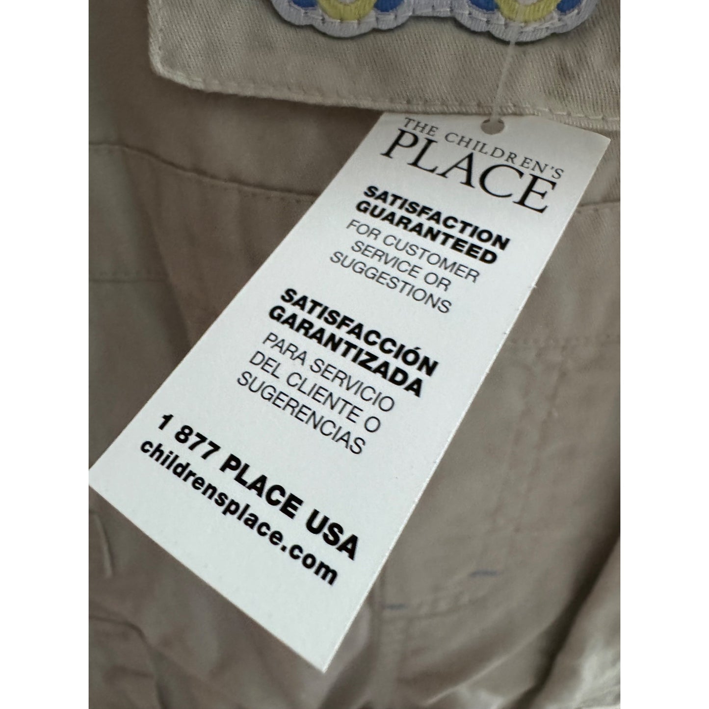 The Children's Place Baby Boy Overalls Set 0-3M Beige & Blue Plaid 100% Cotton Outfit With Car Embroidery