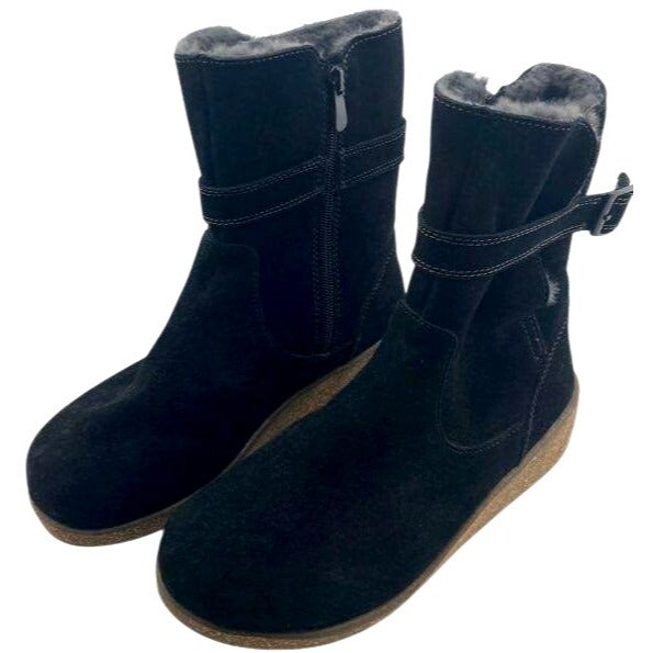 Orthofeet Women's X-Wide Leather Ankle Boots Black Size 7
