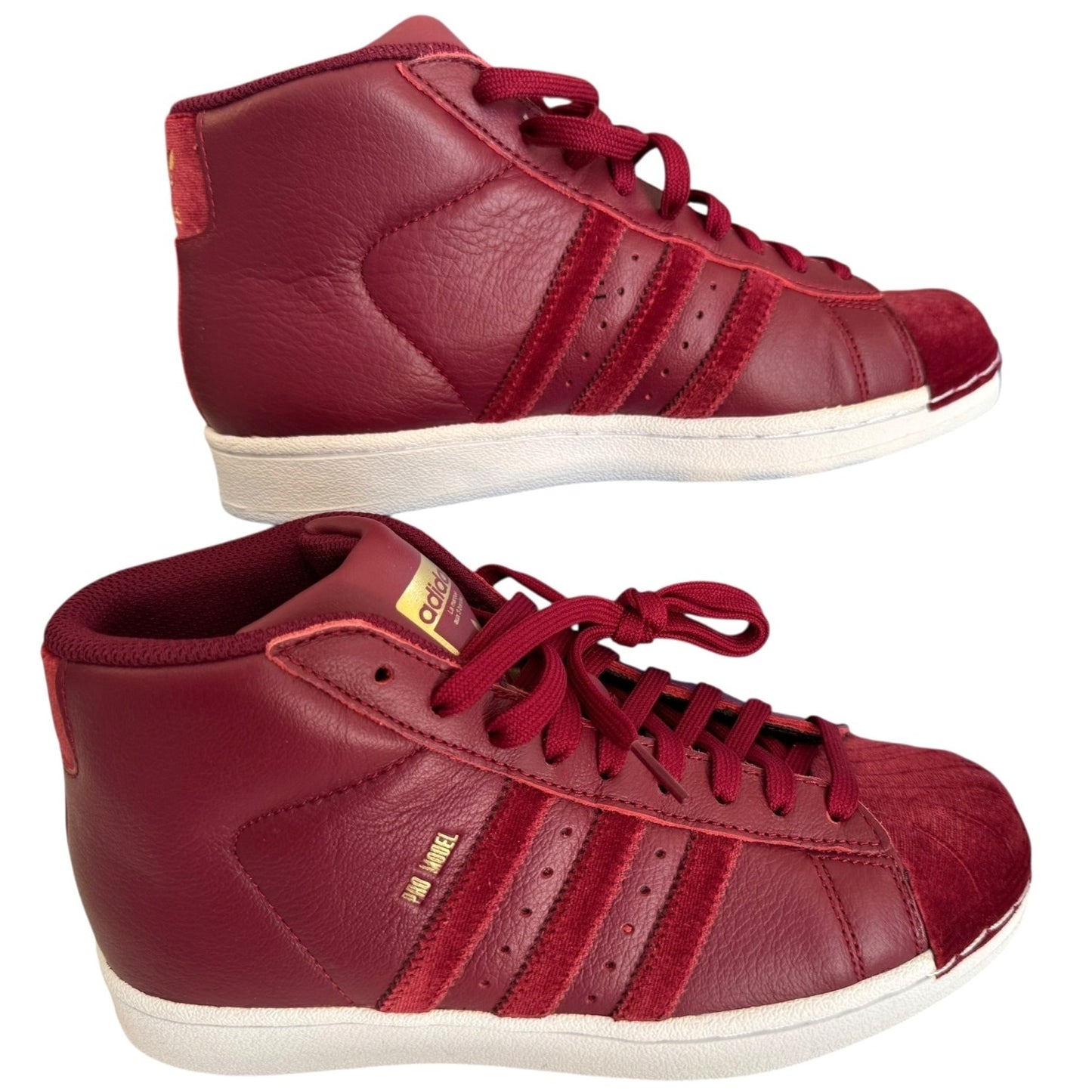 Adidas Originals Pro Model High Top Sneakers Size 5 Burgundy Velvet NIB