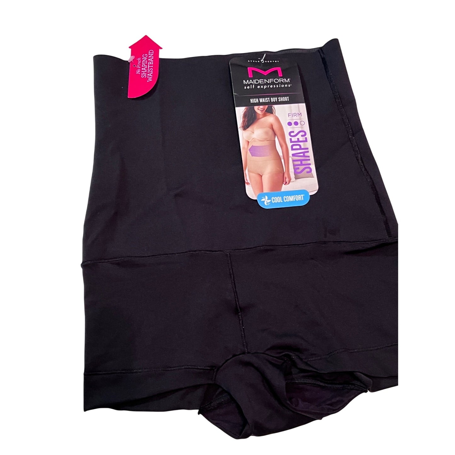 Maidenform Self Expressions High Waist Boy Short Shapewear With Cool Comfort Firm Control Style SE0761 Black Size S