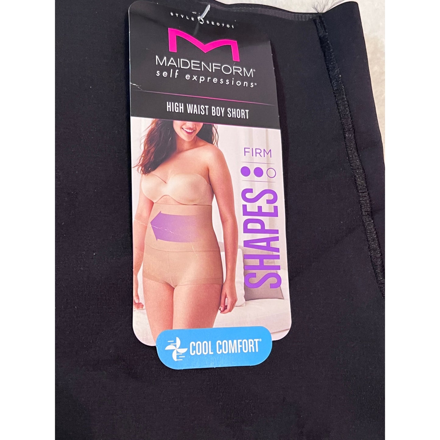 Maidenform Self Expressions High Waist Boy Short Shapewear With Cool Comfort Firm Control Style SE0761 Black Size S