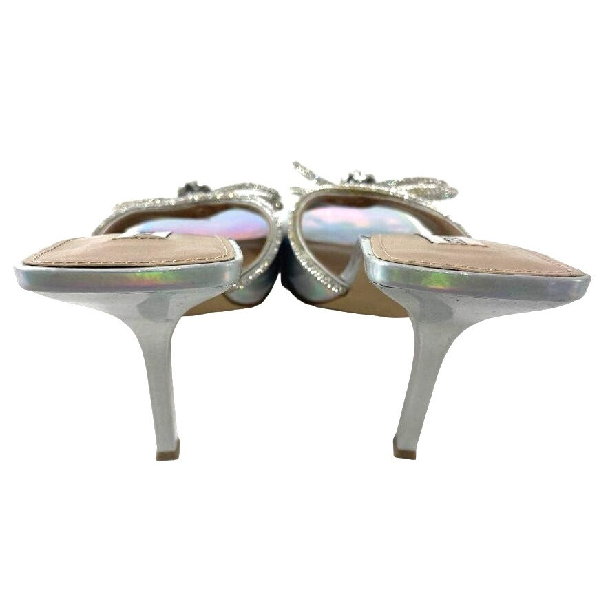 Steve Madden Silver Holographic Bow Heels Size 8